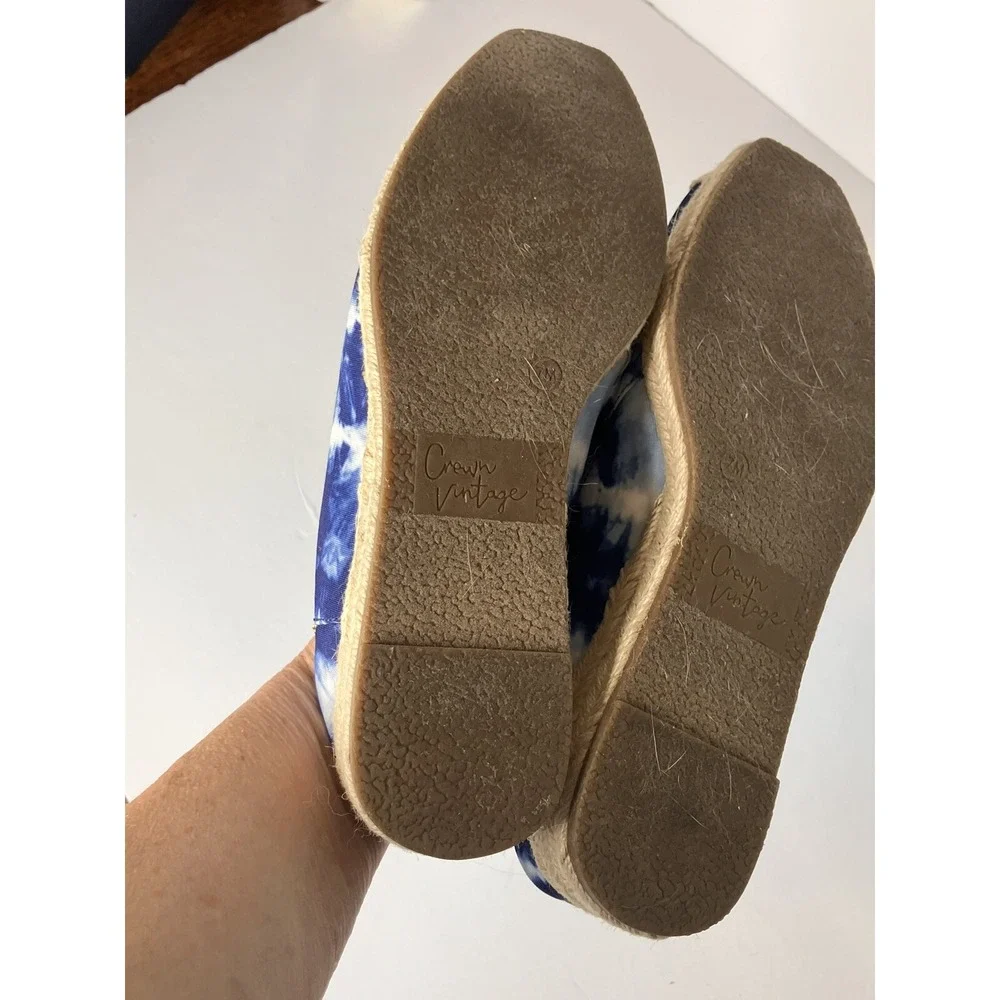 Crown Vintage Shoes  Sz 7 Blue Flat‎ espadrilles Tie Dye Mule